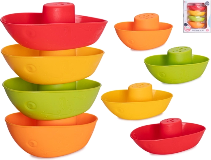 Pirámide de barquitos de plástico para el agua 14 cm, 4 uds.