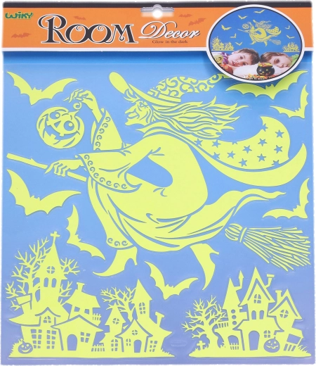 Pegatinas luminosas para pared Bruja Halloween 38 × 31 cm