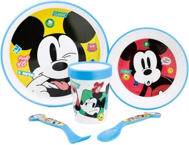 Juego de comedor de plástico Mickey Mouse 5 piezas - 1 unidad