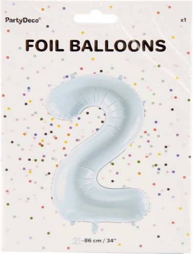 Globo de foil número 2 azul 86 cm
