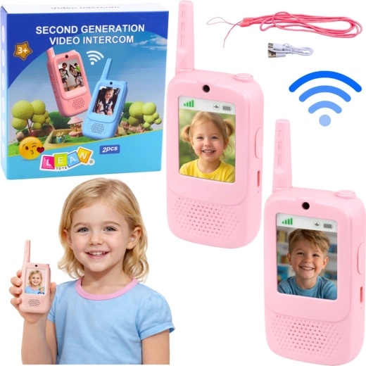 Walkie-talkies infantiles rosas con videollamada, cámara y grabación