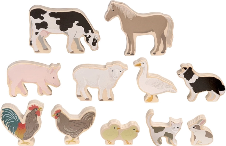 Micki animales de madera para la granja – set de 11 figuras
