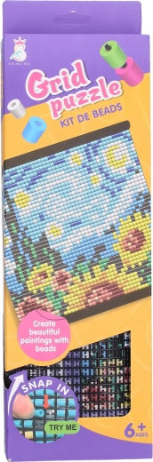 Mosaico de cuentas cielo y girasoles 31 × 32,5 cm