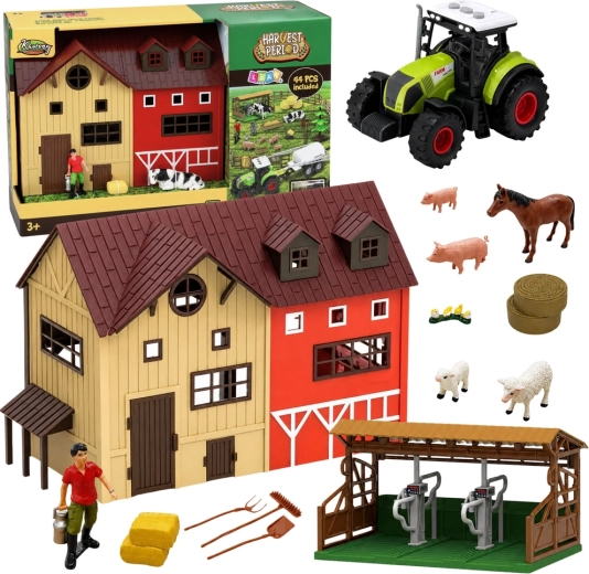 Set de granja con granero, tractor y animales, 44 piezas con LED