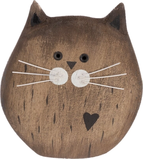Gato de madera de paulownia, decoración beige