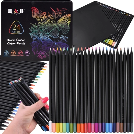Lápices de colores Black Edition – set de 24 colores en estuche metálico