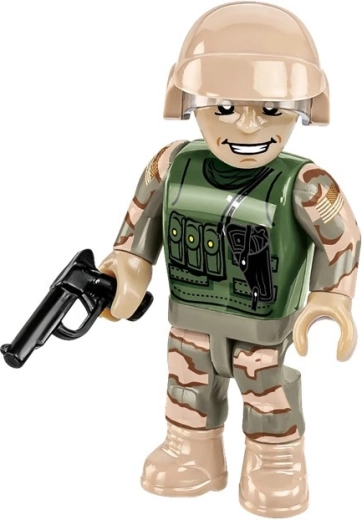 Minifigura de tanquista y placa coleccionable