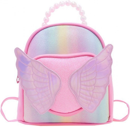 Mochila infantil rosa con alas brillantes