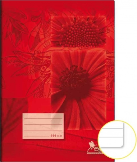 Cuaderno A4 rayado con margen Flores rojas 40 hojas