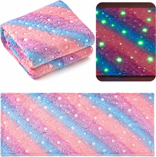 Alfombra infantil pastel que brilla en la oscuridad con estrellitas, 160 × 80 cm