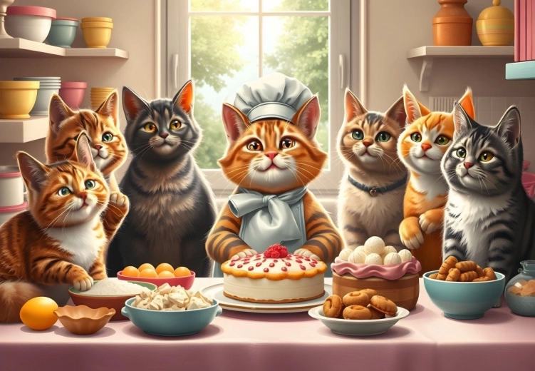 Puzzle Panaderas gatitas en acción 1000 piezas