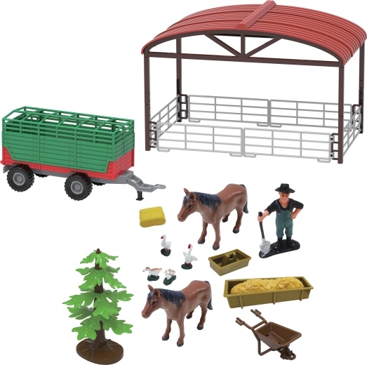 Set de juego granja con tractor y remolque con luces y sonidos, 16 piezas