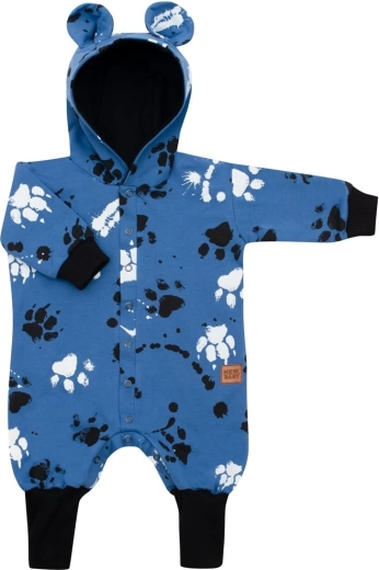 Mono de algodón para bebé con capucha y orejitas New Baby Paw azul 86