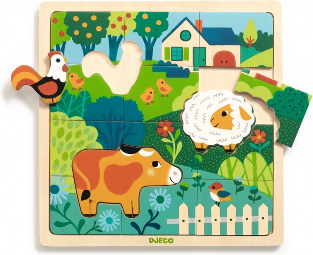 Puzle de madera Puzzlo Granja de Djeco - 15 piezas