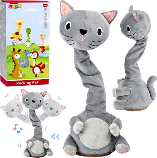 Gatito de peluche interactivo bailarín con música y sonidos, gris