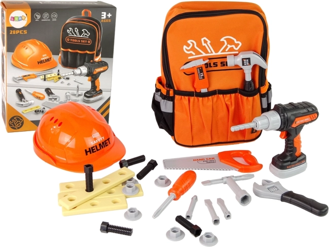 Set infantil de herramientas con mochila y casco