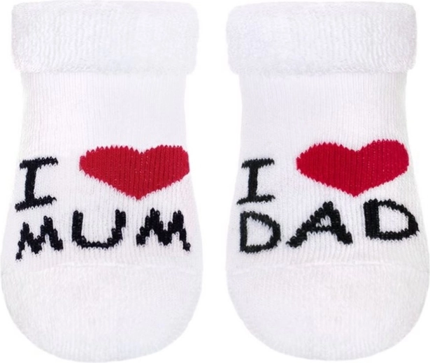 Calcetines de rizo para bebé New Baby I Love Mum and Dad blancos 0–3 meses