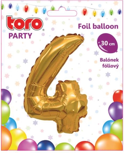 Globo de foil número 4 30 cm dorado TORO