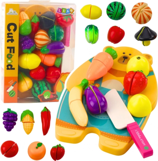 Set infantil para cortar frutas y verduras con tabla y cuchillo
