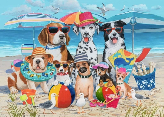 Puzzle Amigos animales en la playa de 35 piezas