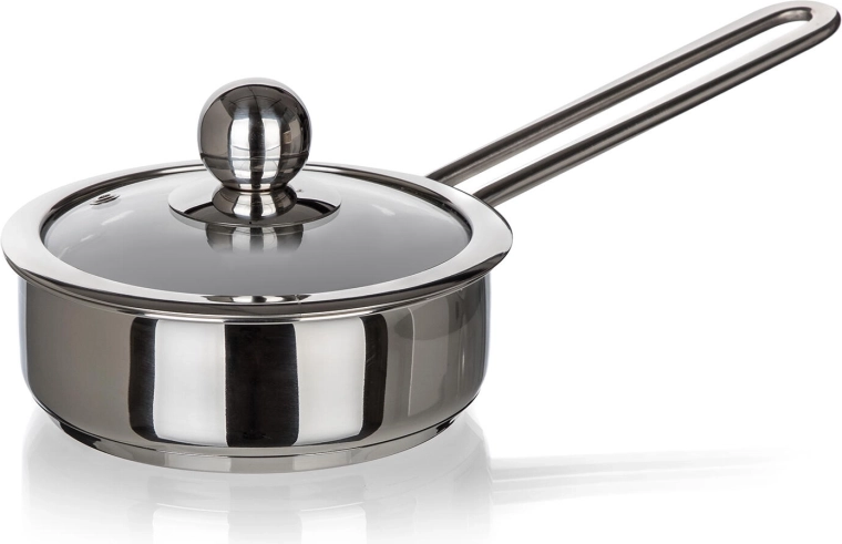 Cazo de acero inoxidable con tapa de vidrio 0,75 l PICCOLO, 14 cm
