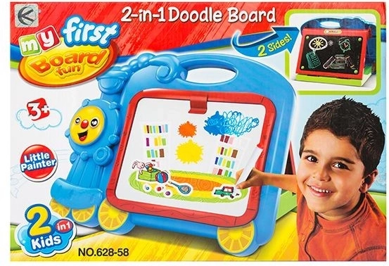 Pizarra educativa de doble cara 2 en 1 para tiza y rotuladores azul - 1 pieza