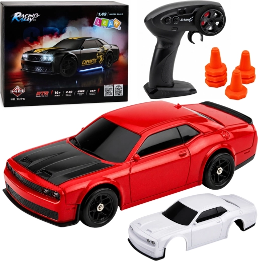 Coche deportivo RC de drift 4WD 1:43 con giroscopio ESP, rojo