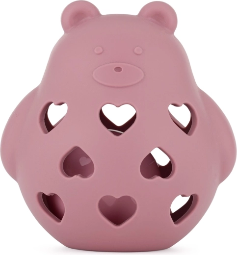 Petite&Mars sonajero y mordedor de silicona Bear Basil dusty rose