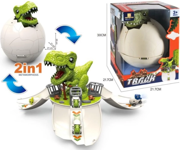 Dinosaurio 2 en 1 – lanzador de cochecitos en huevo de dinosaurio