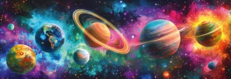 Puzle panorámico Planetas coloridos 150 piezas DINO