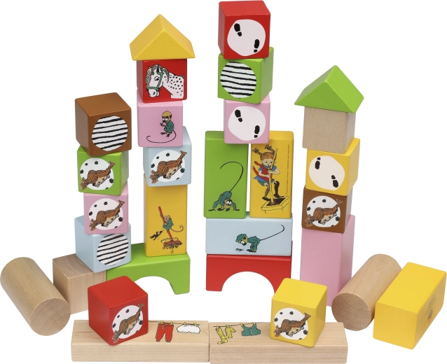 Bloques de madera Pippi Langstrumpf – set de 30 piezas