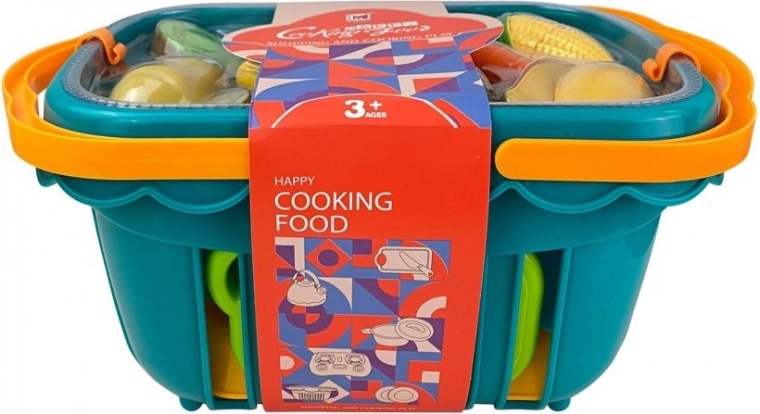 Cesta con comida para cortar – verde oscuro