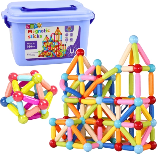 Juego de construcción magnético 3D en caja, 166 piezas