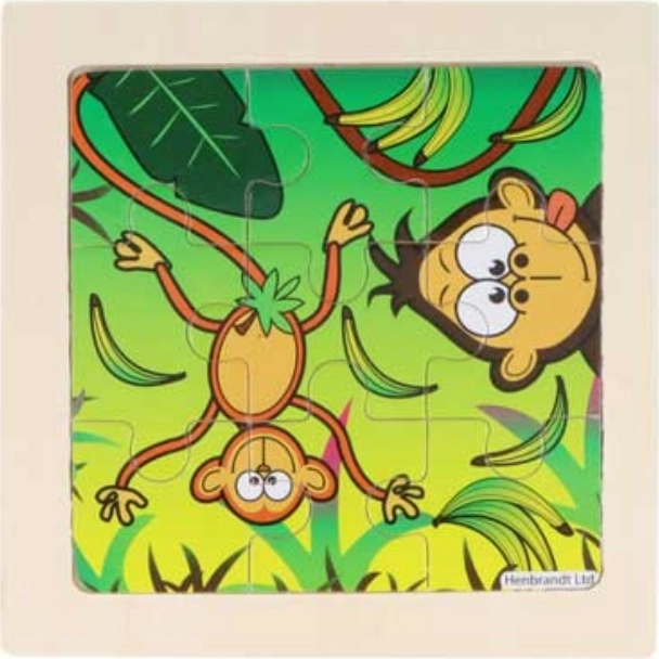 Puzle de madera Jungla con monitos, 9 piezas