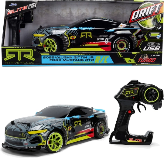 Ford Mustang RTR 2025 Vaughn Gittin Jr. teledirigido a escala 1:10 con drift y Turbo Boost