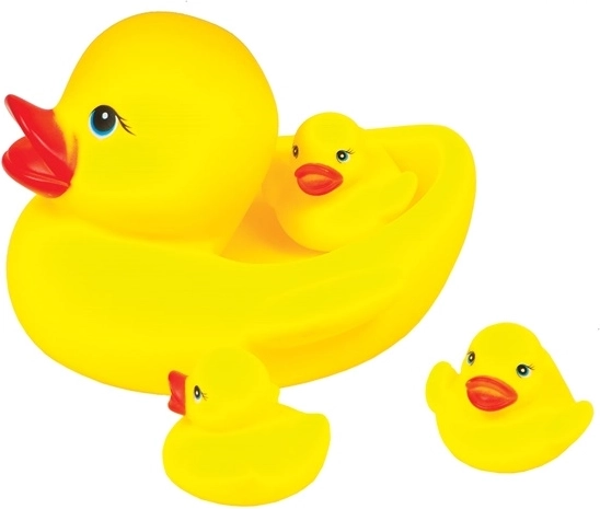 Familia de patitos de goma para el baño