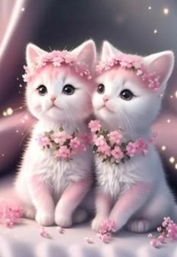 Pintura con diamantes Gatitos rosas 30x40 cm