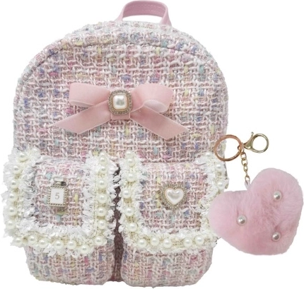 Hot Focus mochila infantil pastel con colgante de pompón rosa