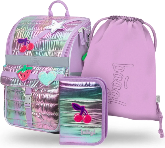 Set escolar BAAGL Zippy Lavender: mochila escolar, estuche y bolsa para educación física