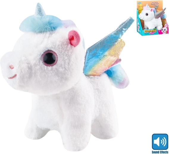 Unicornio de peluche con sonido caminante 21 cm