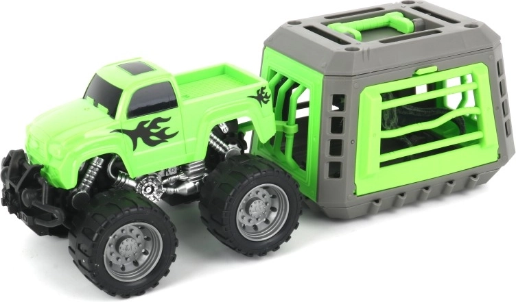 Coche todoterreno con jaula y dinosaurio – set de juego