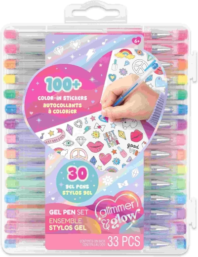 Set de 30 bolígrafos de gel con pegatinas