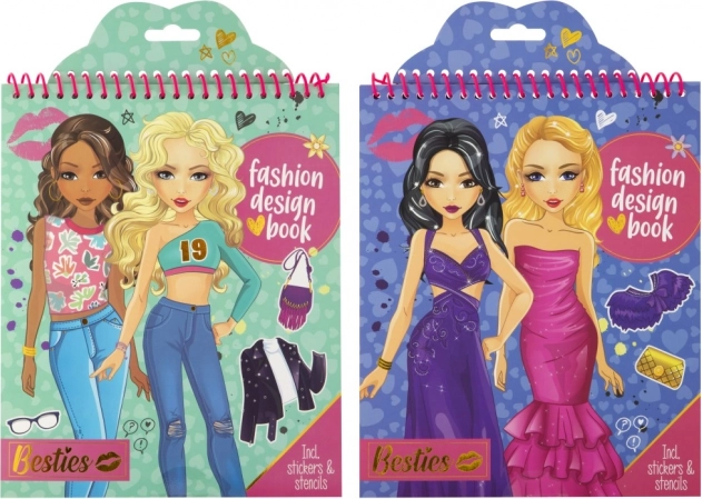 Libro de moda de diseño Besties con pegatinas y plantillas
