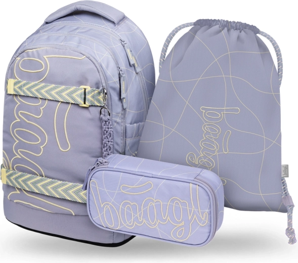 Set Baagl 3 Skate Max Mishmash: mochila escolar, estuche y bolsa GRS