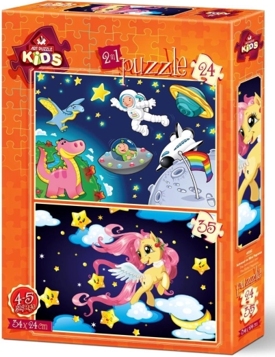 Puzzle Astronauta y cría de pegaso 24 + 35 piezas