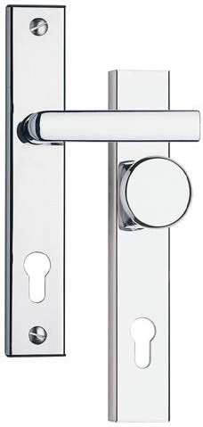 Herraje de seguridad 802, distancia entre ejes 90 mm, cromo satinado / TiN satinado, acero inoxidable