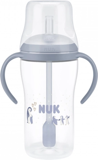 Biberón de aprendizaje NUK Perfect Match con pajita de silicona PENGUIN 260 ml