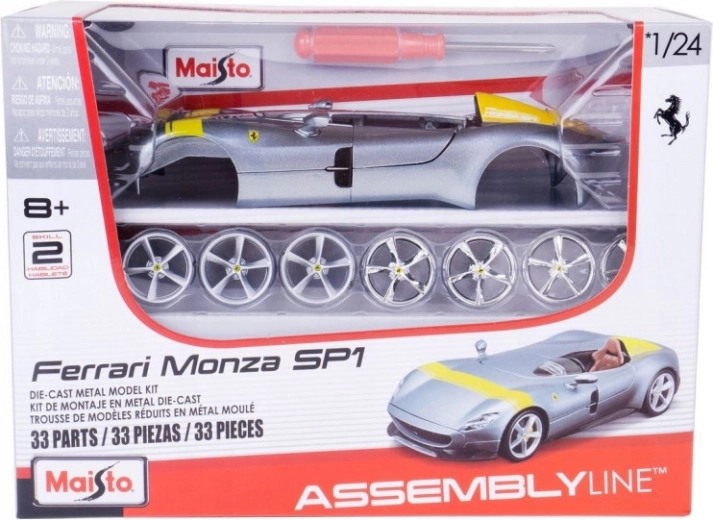 Maisto Ferrari Monza SP1 plateado kit de construcción de coche 1:24