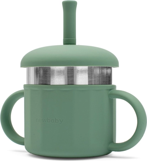Vaso infantil de silicona 2 en 1 New Baby verde