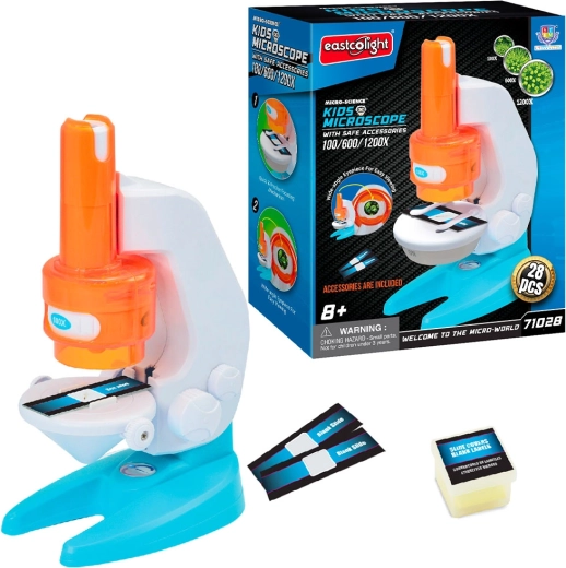 Microscopio infantil con accesorios y aumentos de 200/600/1200×